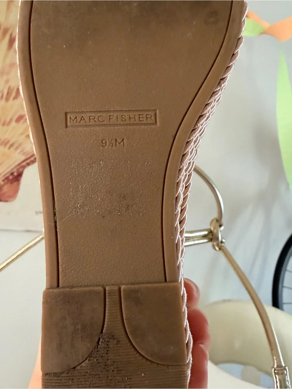 Marc Fisher Metallic Gold Strappy Platform Wedge Sandals